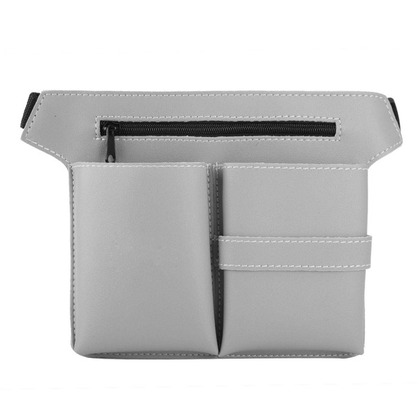 Hairdressing Waist Bag PU Leather Adjustable Mobile Belt Scissors Leather Pouch for Hairdressing Tools Storage (Grey)