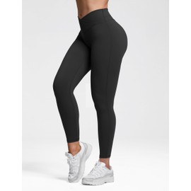 Olmlmt Workout Leggings for Women Butt Lifting Crossover High Waisted Buttery Soft Gym Workout Yoga Pants(O321-Black-M)