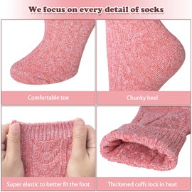 Justay 6 pairs Women Winter Merino Wool Socks Thermal Thick Warm Wool Socks for Ladies, Breathable Knitting Cotton Socks for Hiking Trekking Gift