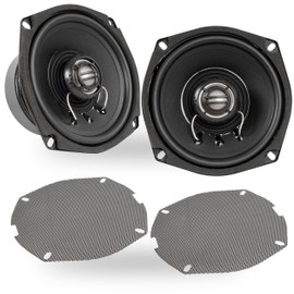 NVX® XFHD5F 5.25” 600W Peak (300W RMS) 2-Ohm Front Fairing Motorcycle Speakers with 1" Titanium Tweeters, Waterproof, Plug-and-Play Upgrade Compatible for Harley-Davidson Touring 1998–2013 (Pair)