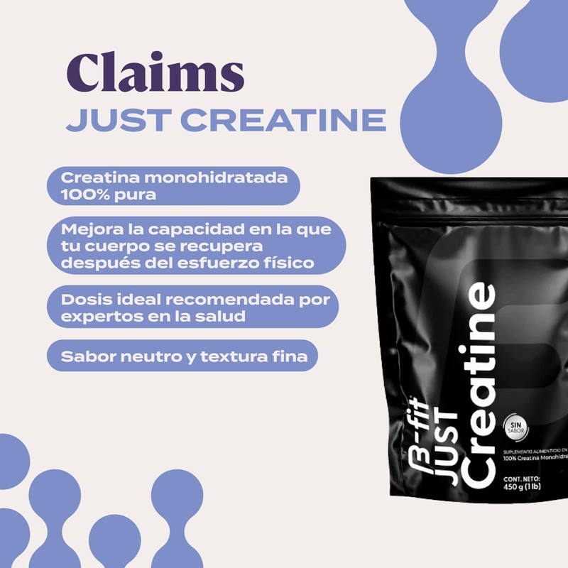 B-Fit Just Creatine sin Sabor | Creatina Monohidratada Pura en