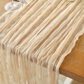 meioro Cheesecloth Table Runner 10 FT Champagne Boho Gauze Cheese Cloth Runner 120 Inches Long Rustic Sheer Table Runners for Christmas Wedding Bridal Baby Shower Birthday Party Decoration