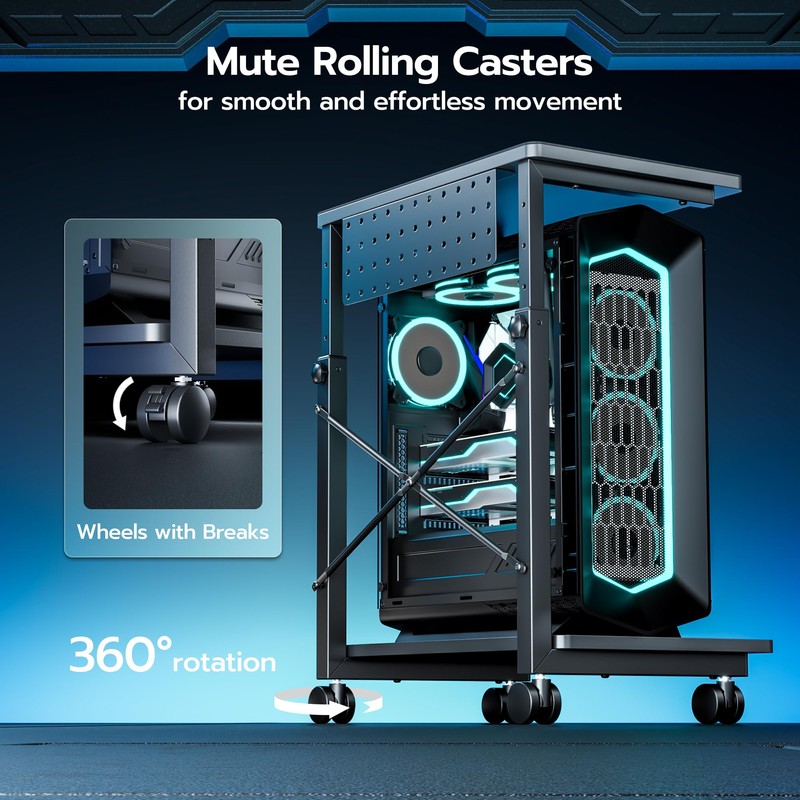 ARES WING Height Adjustable Computer Tower Stand, 2-Tier PC Tower