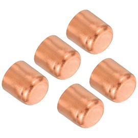 PATIKIL 3/8 Inch ID Copper Cable End Cap 5 Pack Copper Fitting Cap Welding Plug Solder Connector for Plumbing HVAC Air Conditioner