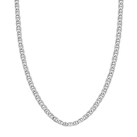 Savlano 925 Sterling Silver 3.5mm Italian Solid Flat Mariner Link Chain Necklace For Men & Women - Made in Italy Comes With a Gift Box (20, 3.5mm)