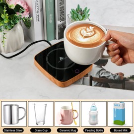 Cup Warmer, Teklemon Electric Coffee Warmer with 3 Temperature Settings, Electric Drink Warmer, Tea Warmer, Electric Drink Warmer, Drink Warmer for Cocoa, Milk (Wood Grain)