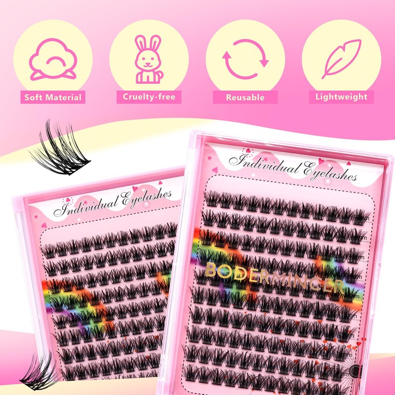 Bodermincer Lashes Clusters 10+12mm/12+14mm/14+16mm/16+18mm/10-12-14-16mm/14-16-18mm Mixed and 8-20mm to Choose Lashes