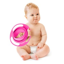 DZCYAOHL 360 Degrees Gyro Bowl,Unspillable Snack Toddler Bowl, Universal Anti Spill Bowl, Magic Gyro Bowl Anti Spill Baby Bowl, Magic Bowl for Babies Kids (Red)