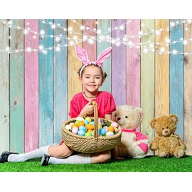 Colorful Wood Backdrop Easter Backdrop for Photography Pastel Rustic Background Easter Banner Baby Shower Birthday Party Decor Girl Boy Kids Photo Studio Props (6x4FT)
