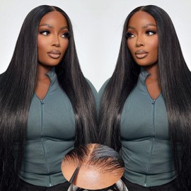 OQ HAIR Glueless Wigs Human Hair Pre Plucked Pre Cut 7x5 Straight HD Lace Front 180% Density 3 Second To Wear Glueless Wigs Human Hair for Women Natural Color 24 Inch