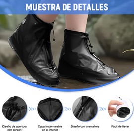 Cubre Zapatos Impermeable,Cubierta del Zapato Reutilizable, Antideslizante y Plegable con Cremallera, Protector Lluvia Unisex, Funda para Botas de Lluvia para, Ciclismo, Camping, con 3 Pcs Poncho