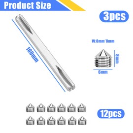 eupdd 3 Stück Türgriff Spindelstange: 160mm Befestigungsstift Türgriff, Türbeschlag Vierkant Stift, Ersatz Vierkantstift, Massivstahl Verzinkt für Innentüren und Außentüren