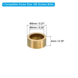 PATIKIL M6 Brass Spacers, 5 Pcs Metal Spacer Brass 6mm ID x 8mm OD x 4mm L Brass Spacers Screw Standoff for 1/4inch or M6 Screw Bolts