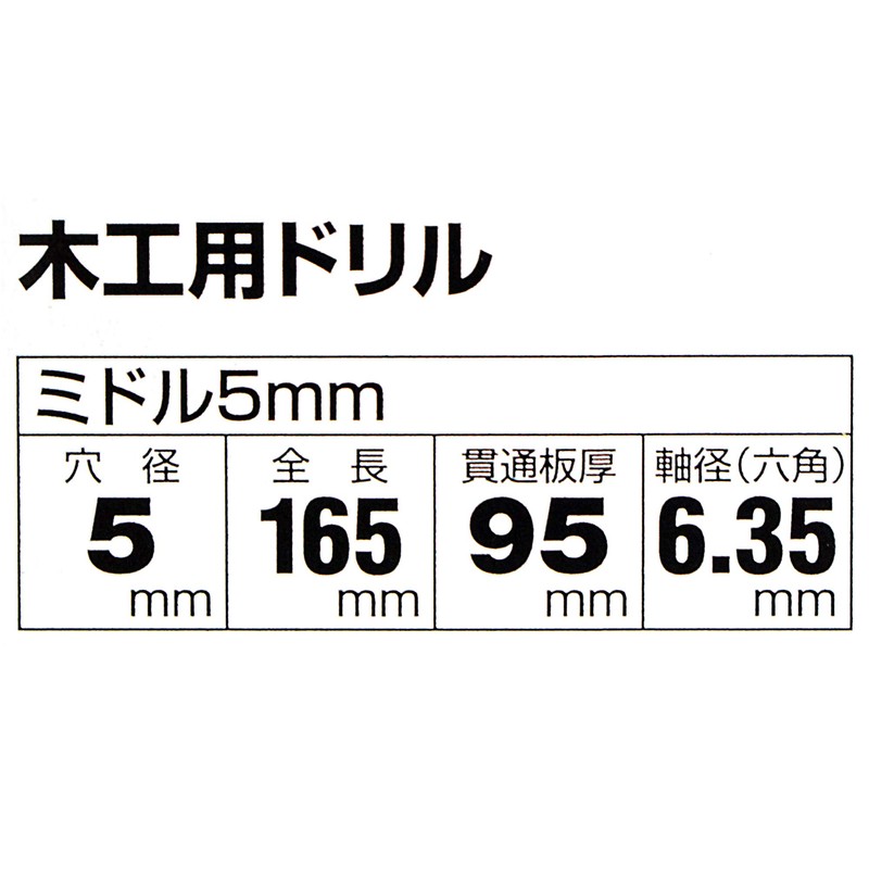 Onishi Kogyo S Large Woodworking Middle Drill 0.2 inches (5.0