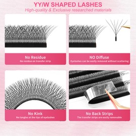 XIUSUZAKI XIUSUZAKI W Lash Extensions Supplies 6D Eyelash Extensions W Shape 0.07mm Thickness C Curl 10mm Premade Fans Easy Fan Lashes Volume Matte Black 12 Rows Crisscross Eye Lashes(W-6D-0.07-C,10mm)
