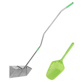 Beach Sand Rake & Shovel, Detachable Stainless Steel Sharp Teeth Wide Basket Beach Rake Durable Metal Sand Sifter Comb Shovel Practical Cleaner Tools for Finding