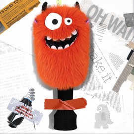 Golf Headcover, Character Driver Cover, For DR, 460cc, Club Cover, Wood Cover, Plush Type, Removable, Smooth, Healing, Single Item, Animal, Cute, Gift, Orange Monster