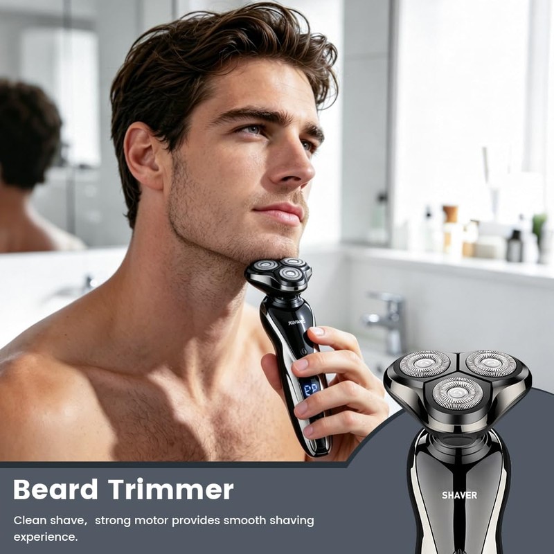Dexmary 3-in-1 Electric Shavers for Men, LED Display, IPX7 Waterproof