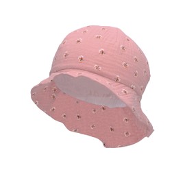 Sterntaler Baby Girl Hat Baby Sun Hat Flowers - Baby Hat, Headpiece Baby Summer, Summer Hat Baby - Made of Cotton - Pale Pink, 45