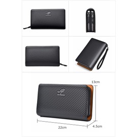 Cenvins Mini Second Bag, Men's, Small Bag, Long Wallet, 13 Card Storage, Card Slot, Coin Purse, Bill Compartment, 3 Compartments, Leather, Mini Clutch, Bag, Hand Held Bag, Hand Held Wallet, For Men,