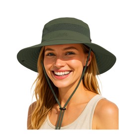 CULACCINO Sun Hat Men's Fishing Hat Men's Outdoor Summer Hiking Hat UV Protection Fishing Hat Safari Hat Breathable, Army Green, One Size