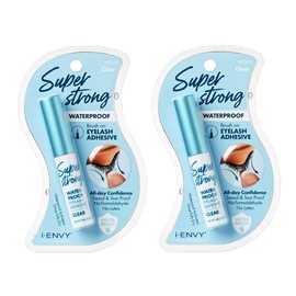 i-ENVY Super Strong Waterproof Clear Eyelash Adhesive, Long Lasting Sweat & Tear Proof Lash Glue for Eyelash Extensions, All Day Hold Durable Brush-On (2 Pack)