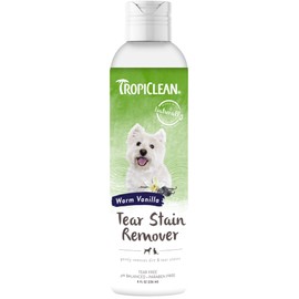 TropiClean Warm Vanilla Tear Stain Remover for Dogs | Tearless Blueberry Facial for Dogs | Ideal for White Dogs & All Other Coats | Cat Friendly | Made in the USA | 8 oz.