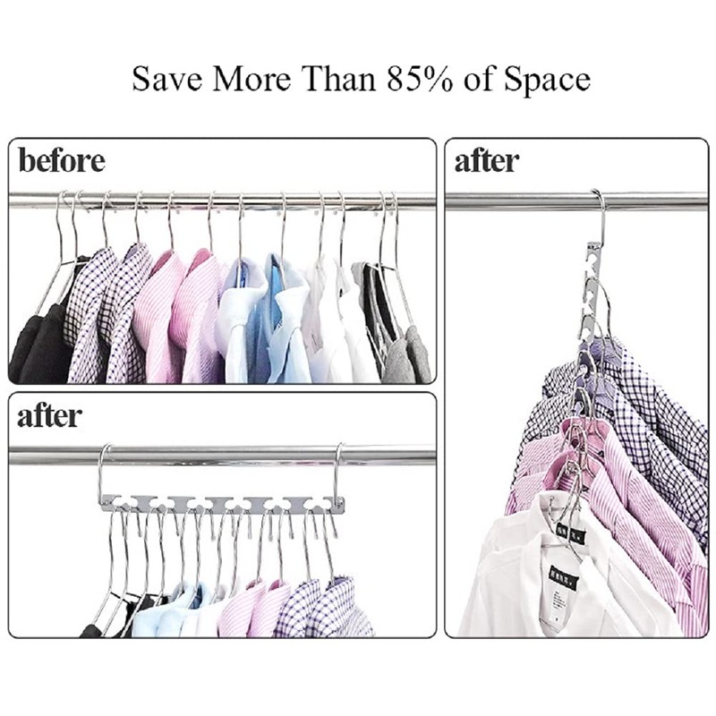 Sindax 8pcs Space Saving Hangers Stainless Steel Durable Magic Hangers