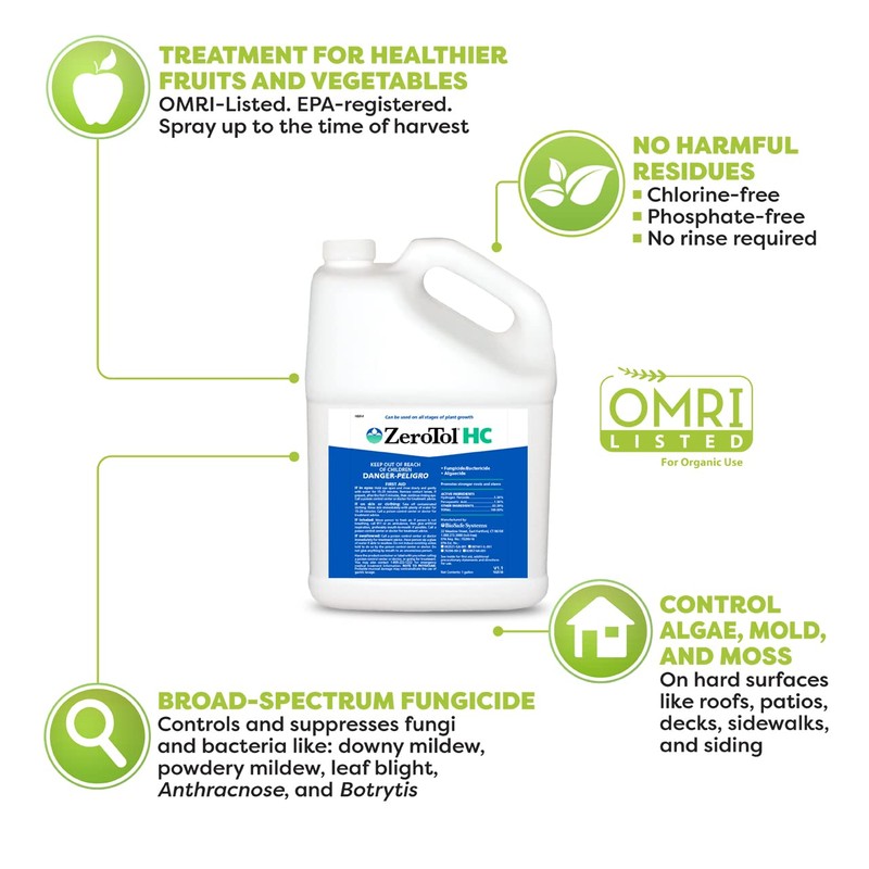 BioSafe Systems ZeroTol HC, Broad Spectrum Algaecide, Bactericide, and Fungicide,