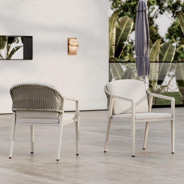 GDFStudio Dining Chairs Set of 2, Aluminum Patio Chairs with