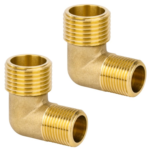 Brass 90 Degree Angle Connector, Pack of 2 1/2 Inch