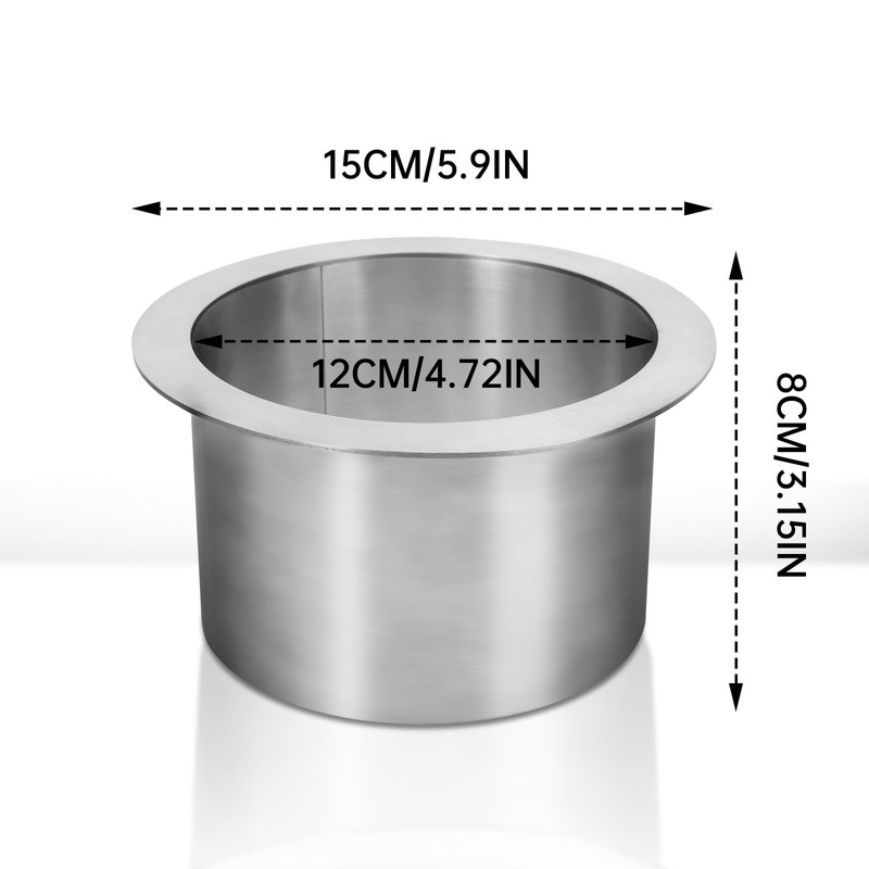 Countertop Trash Can, Drop-in Trash Chute Stainless Steel Round Countertop
