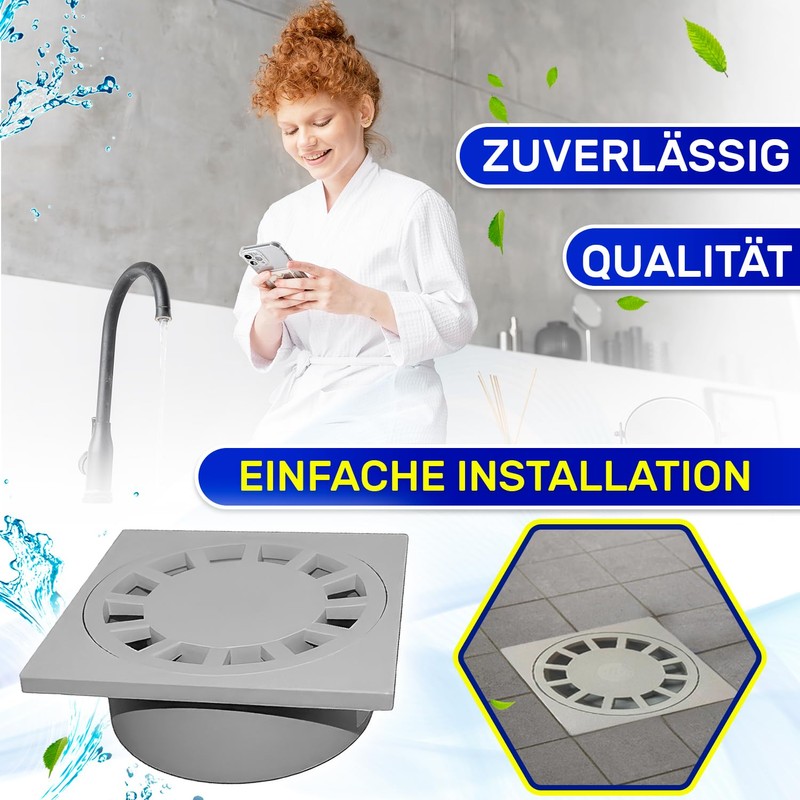 Floor Drain 100 x 100 mm Vertical with Square Grid