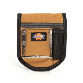 Dickies - Soporte para martillo de 2 compartimentos, lona duradera y acero, incluye lazo para herramientas y bolsillo, se adapta a cinturones de hasta 11.4 cm, color café y gris