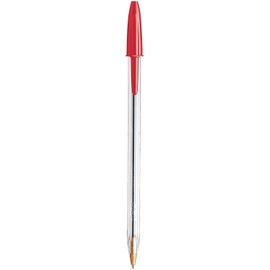 BIC Cristal Stic Ballpoint Pen, 1.0mm, Medium Point, Red Ink, Pack of 40