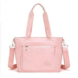 JIANLINST Women's Diaper Bag, Tote Bag, Popular, Lightweight, Large Capacity, Nylon, A4, For Commuting to Work or School, Shoulder Bag, Crossbody Mama Bag, Pink