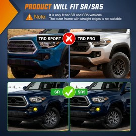 Nilight Fog Lights Assembly Compatible with 2016 2017 2018 2019 2020 2021 2022 2023 Toyota Tacoma SR SR5 Model Only Light Replacement Clear Len Driver and Passenger Side