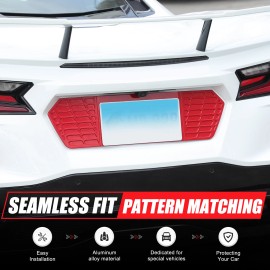 carpart2021 Red Alloy Rear License Plate Filler Frame Trim Cover For Corvette C8 2020-25 US