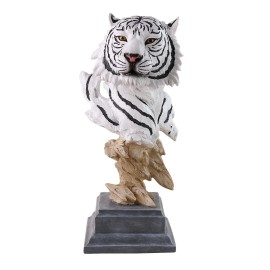 White Tiger Half-Body Resin Sculpture with Realistic Pattern Texture Hand-Painted Art Decor for Living Room Display CabinetColor: As picture, Size: One Size