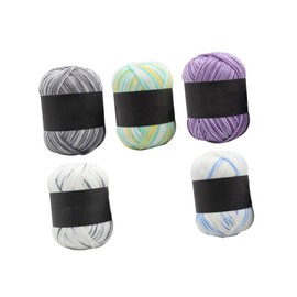 Ciieeo 5rolls Gradient Cotton Yarn Knitting and Crochet Thread for Projects Gray White for Blankets Toys and Accessories