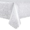 HommxJF Wave Scroll Damask Jacquard Rectangle White Tablecloth 60"x102"，Wipeable Table
