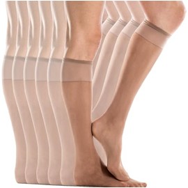 Silkies Women's Knee Highs 6-Pair Pack - Sheer Knee High Nylons for Women (US, Alpha, One Size, Regular, Regular, Suntan)