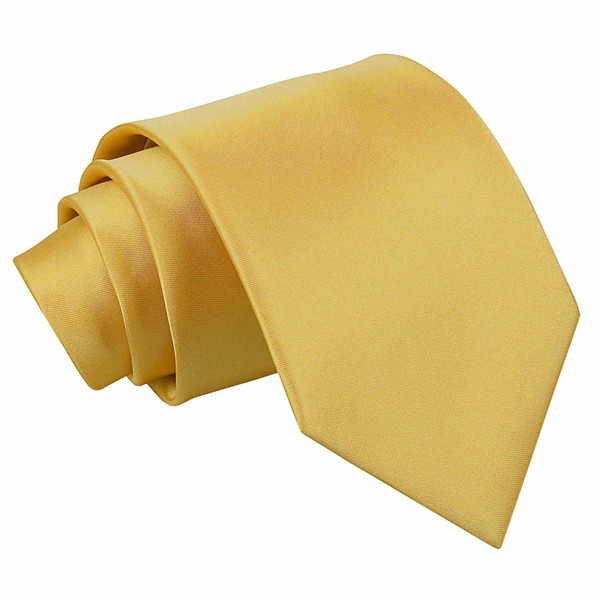 DQT Plain Glossy Satin Polyester Wedding Classic Neck Tie for