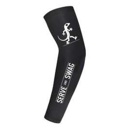 Serve and Swag™ Arm Compression Sleeves, For Men and Women, Volleyball, Basketball, Running, Sleeves in Black or White, Black Serve and Swag, Large