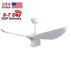 USA  Indoor 52 Inch Reversible Bldc Motor Decorative Wood Ceiling Fan With Remote ControlColor: white, Emitting Color: 3CCT, Lamp Power(W): 18