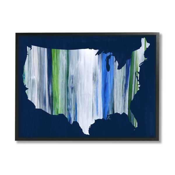 Stupell Industries Abstract Stripe United States of America Map Black