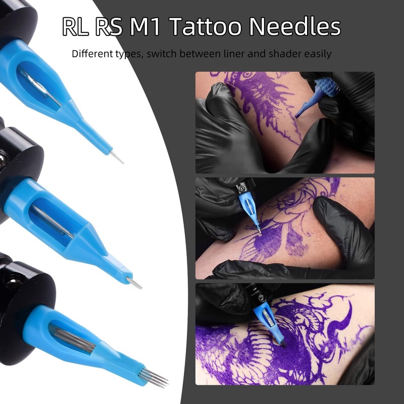ATOMUS 100Pcs Disposable Tattoo Needles Mixed 3RL 5RL 7RL 9RL