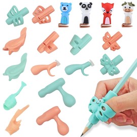 KOLZEMV Pack of 16 Children's Pen Holders, Pen Holder, Children's Aid, Pen Holder, Learning Aid, Handle, Writing, Learning Pen, Pencil Grips, Children's Pen Holder, Writing Aid Grip Posture Child