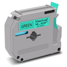NineLeaf Compatible for Brother P Touch M Tape M-K731 MK731 M731 12mm 0.47'' Green Label Tape Work with Ptouch PT-M95 PT-90 PT-70 PT-70SR PT-65 PT-85 PT-45 Label Maker Refills