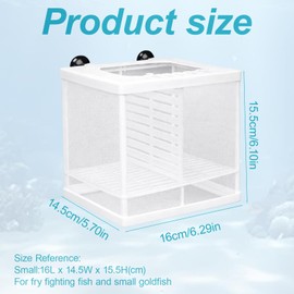Fish Breeding Box, Breeding Box for Fish Tank, Baby Fish Separator for Tank, Small Fry Hatchery Net with 4 Suckers, Aquarium Breeding Box, 16 * 14.5 * 15.5cm（White） ﻿